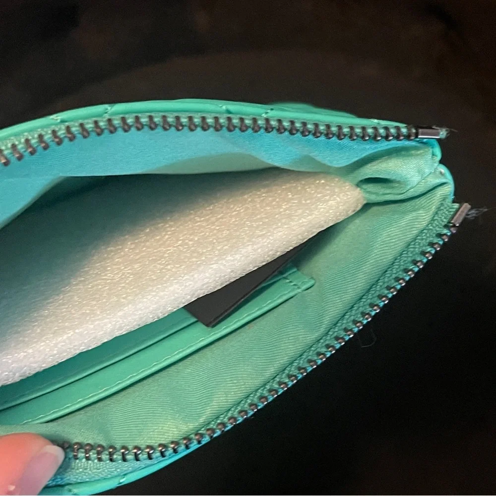 Badgley Mischka Aqua Quilted Wristlet - Picture 3 of 3